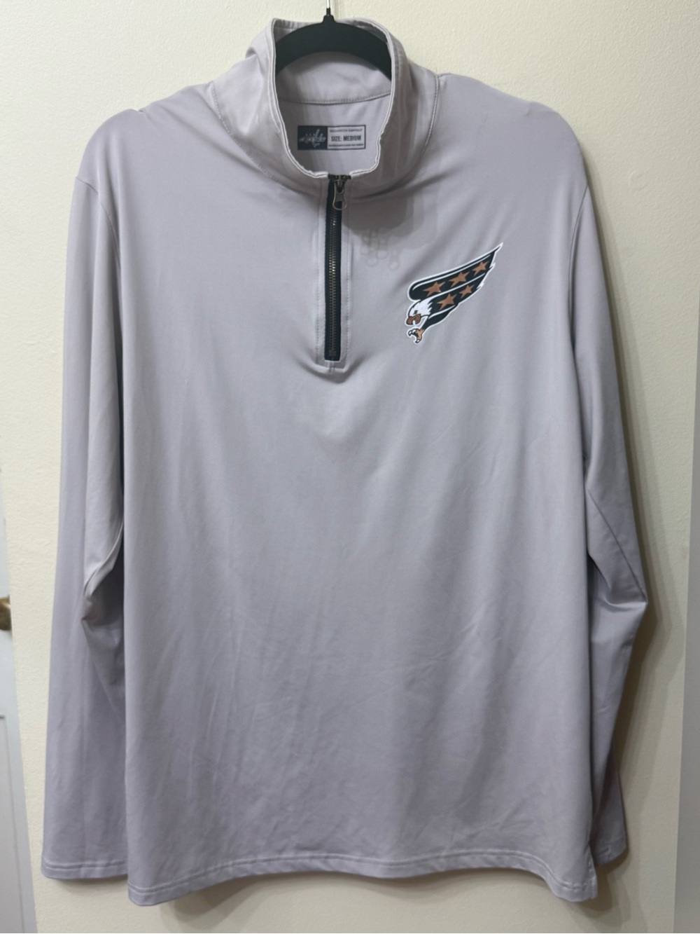 Washington Capitals M Light Gray Performance Tech Quarter Zip Pullover NHL Retro